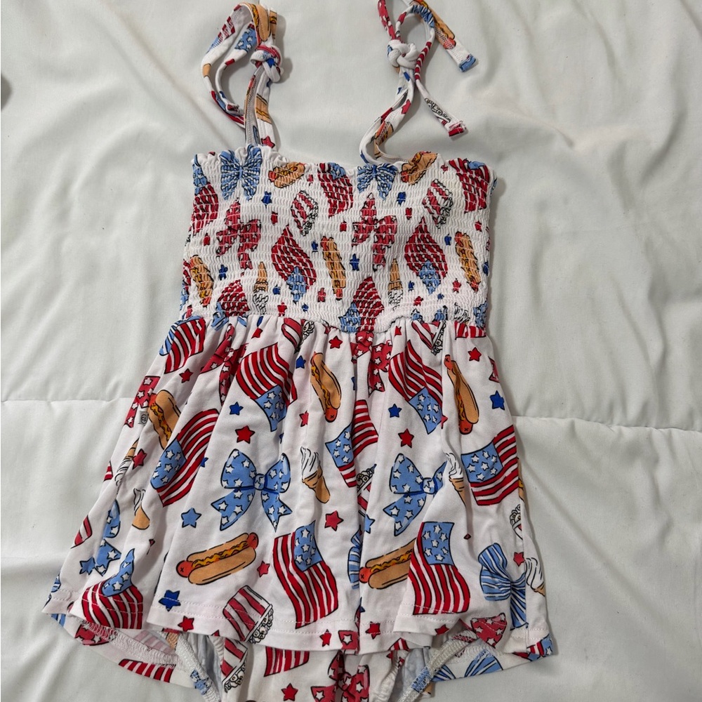 Caden Lane Red, Blue, and White Kids Romper